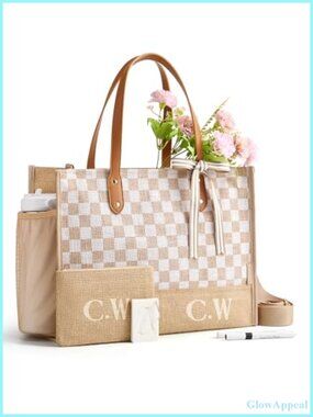 Personalized DIY Tote Bag for Women, Shoulder Handbag with Stencils and Marker
